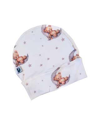 Натуральна трикотажна шапочка для новонароджених 0-3 місяці ведмедики на місяці hat003 фото