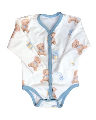 Дитячий трикотажний боді для новонародженого Ведмедики з подарунком (синій кант) 0-3 місяці body0107 фото
