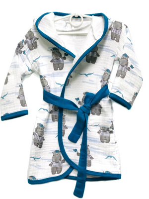 Дитячий мусліновий халат від 92 до 140 см Бегемоти морячки halat023_7-10 фото