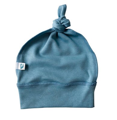 Натуральна трикотажна шапочка для новонароджених 0-3 місяці блакитна ac207_0-3 фото